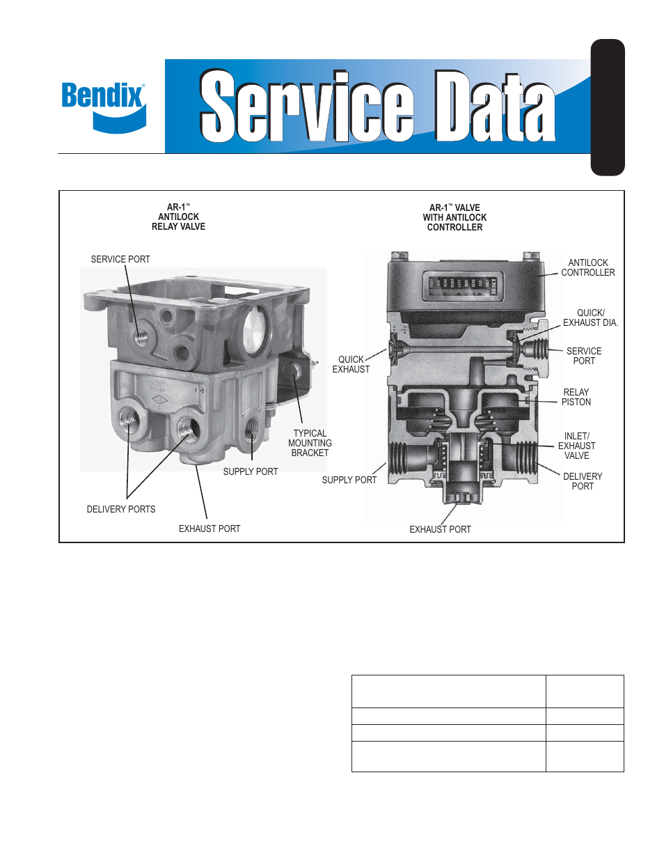 Bendix Commercial Vehicle Systems AR-1 ANTILOCK RELAY VALVE 01/11 User Manual | 8 pages