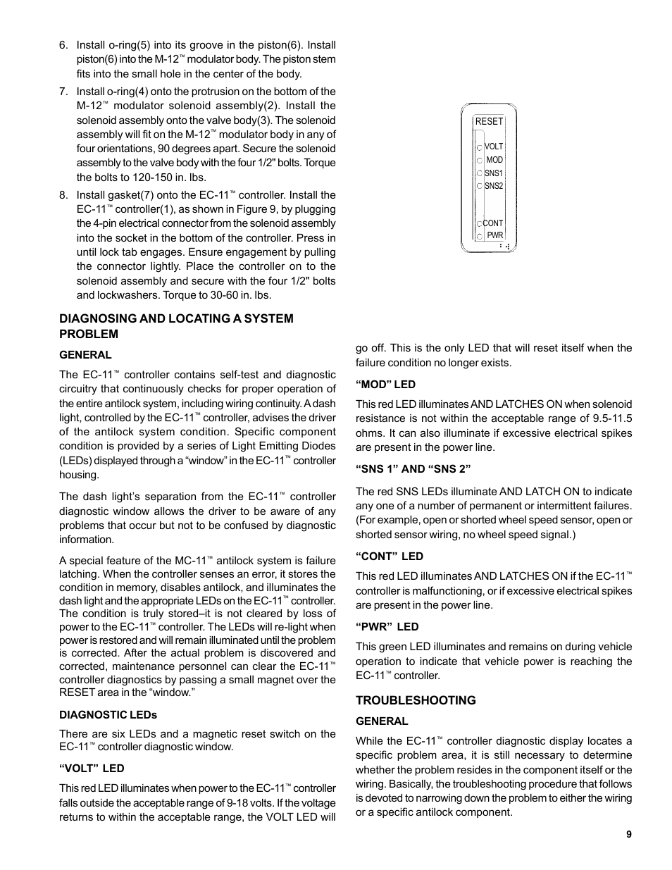 Diagnosing and locating a system problem, Troubleshooting | Bendix Commercial Vehicle Systems MC-11 TRACTOR ANTILOCK 4/04 User Manual | Page 9 / 20