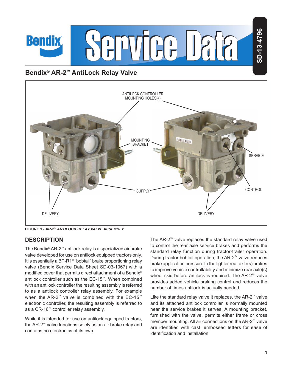 Bendix Commercial Vehicle Systems AR-2 ANTILOCK RELAY VALVE 8/11 User Manual | 12 pages