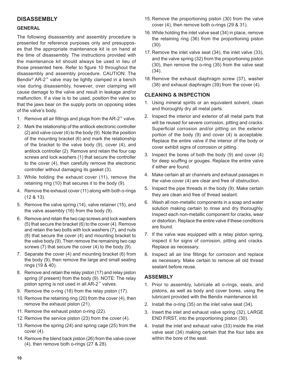 Bendix Commercial Vehicle Systems AR-2 ANTILOCK RELAY VALVE 8/11 User Manual | Page 10 / 12