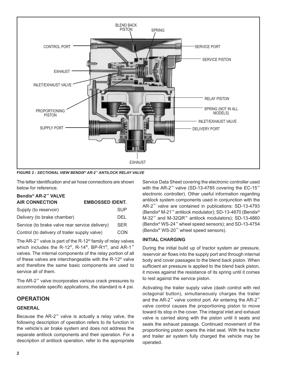 Operation | Bendix Commercial Vehicle Systems AR-2 ANTILOCK RELAY VALVE 8/11 User Manual | Page 2 / 12