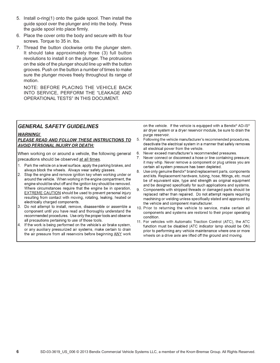Bendix Commercial Vehicle Systems PP-DC PARK CONTROL VALVE 6/07 User Manual | Page 6 / 6