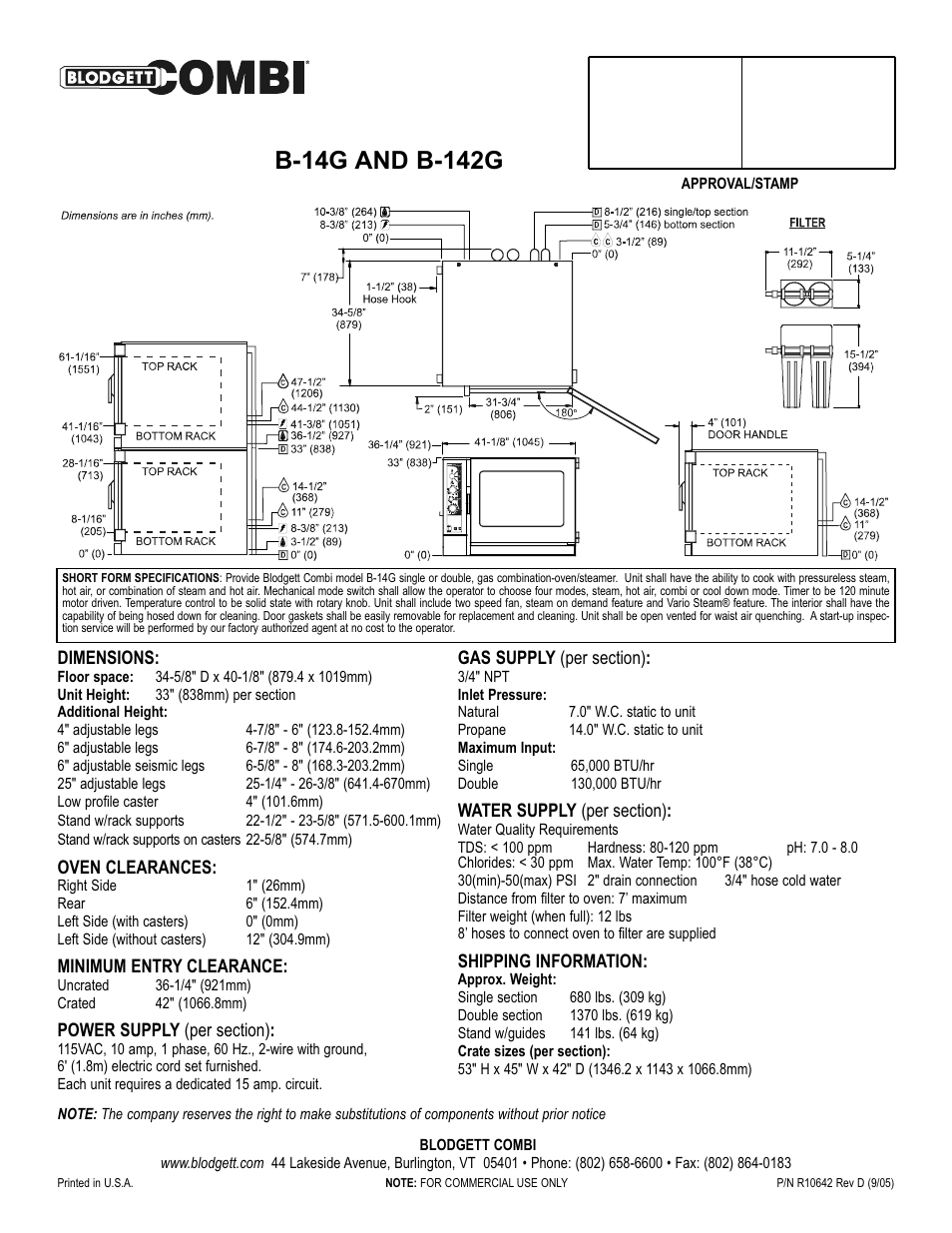 Blodgett COMBI B-14G User Manual | Page 2 / 2