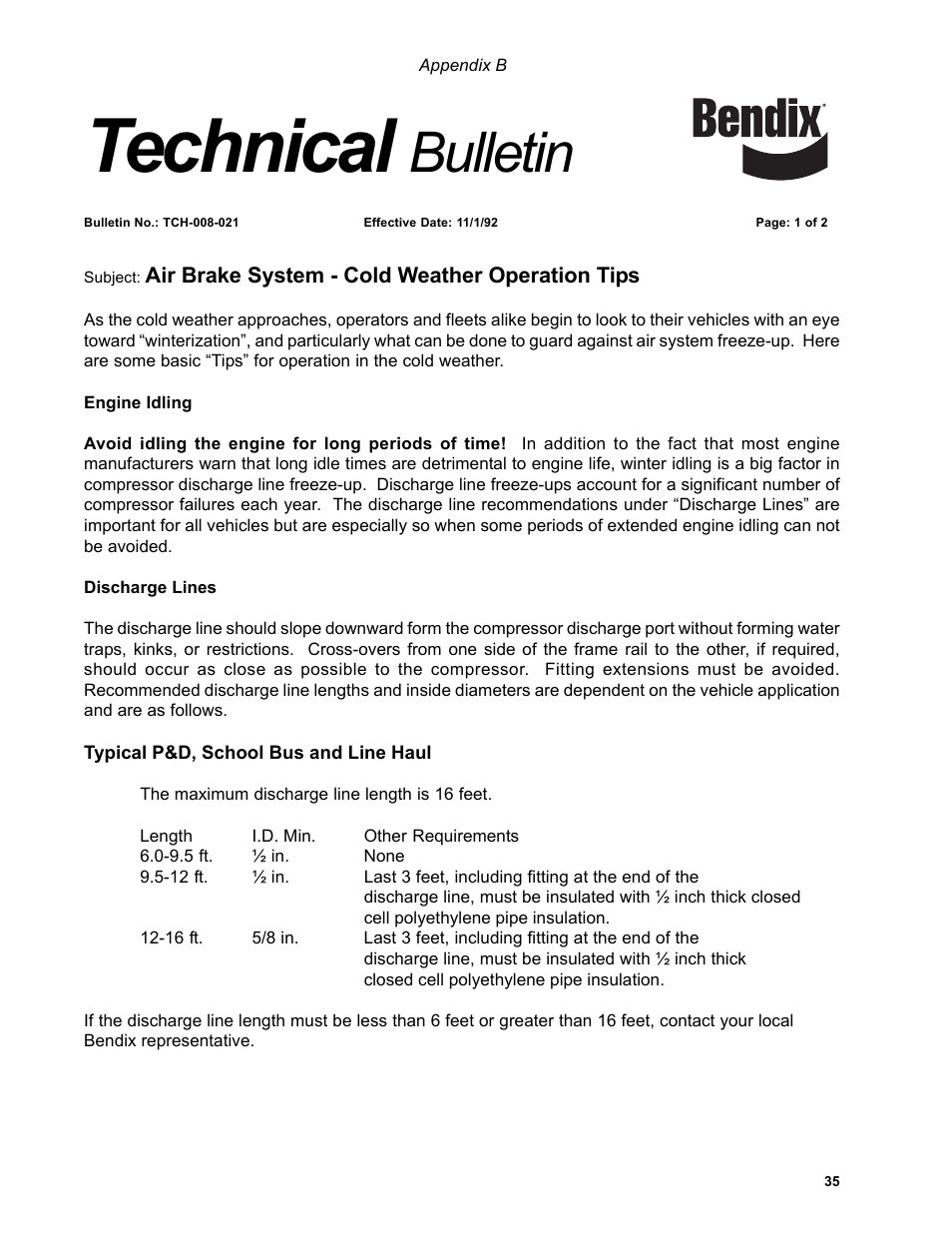 Technical, Bulletin | Bendix Commercial Vehicle Systems DURAFLO 596 COMPRESSOR 10/04 User Manual | Page 35 / 40