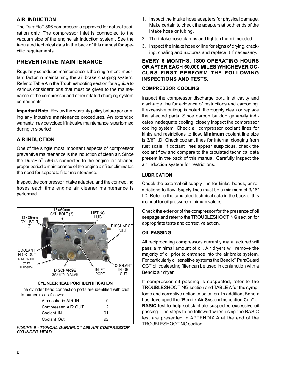 Preventative maintenance | Bendix Commercial Vehicle Systems DURAFLO 596 COMPRESSOR 10/04 User Manual | Page 6 / 40