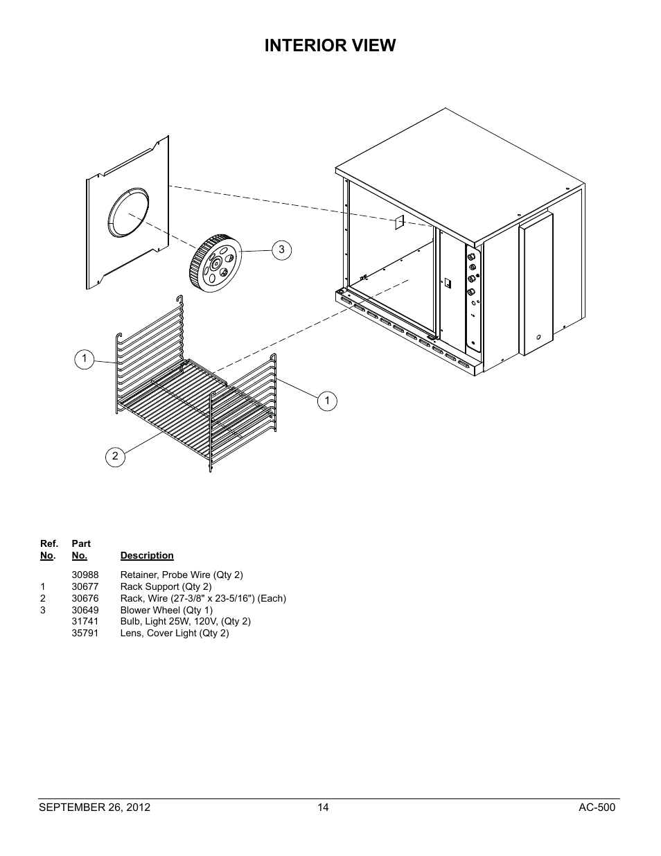 Interior view | Blodgett AC-500 User Manual | Page 14 / 15