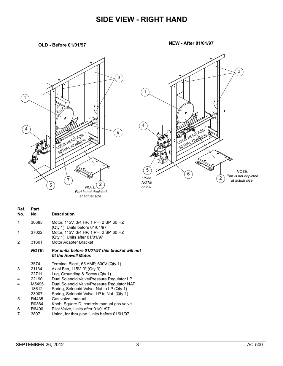 Side view - right hand | Blodgett AC-500 User Manual | Page 3 / 15