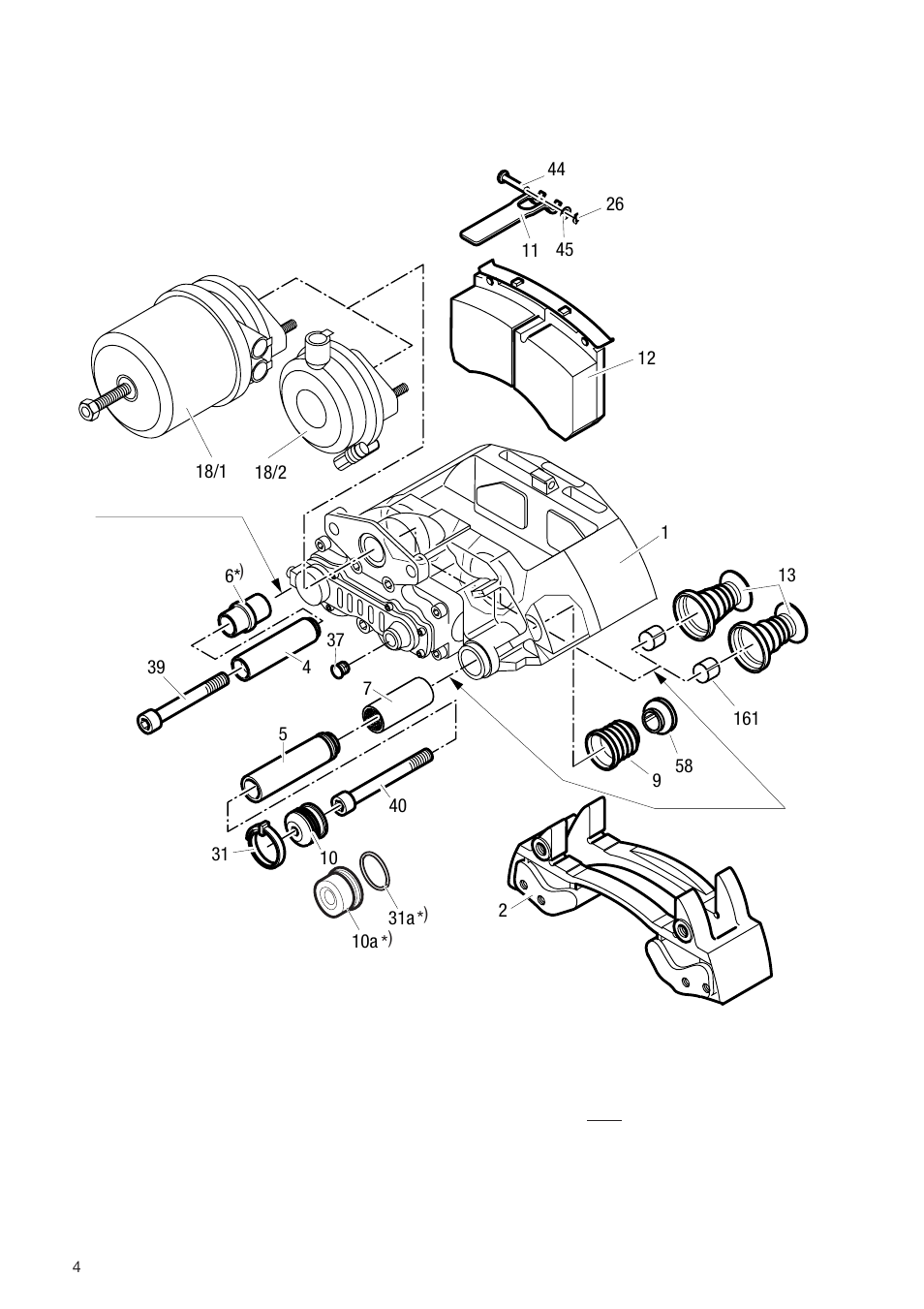 1 exploded views | Bendix Commercial Vehicle Systems SB-7 AIR DISC BRAKE User Manual | Page 4 / 36