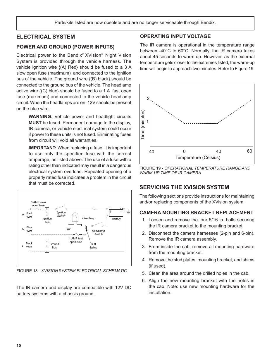 Servicing the xvision, System, Electrical system | Power and ground (power inputs), Operating input voltage | Bendix Commercial Vehicle Systems XVISION NIGHT VISION SYSTEM 8/11 User Manual | Page 10 / 28