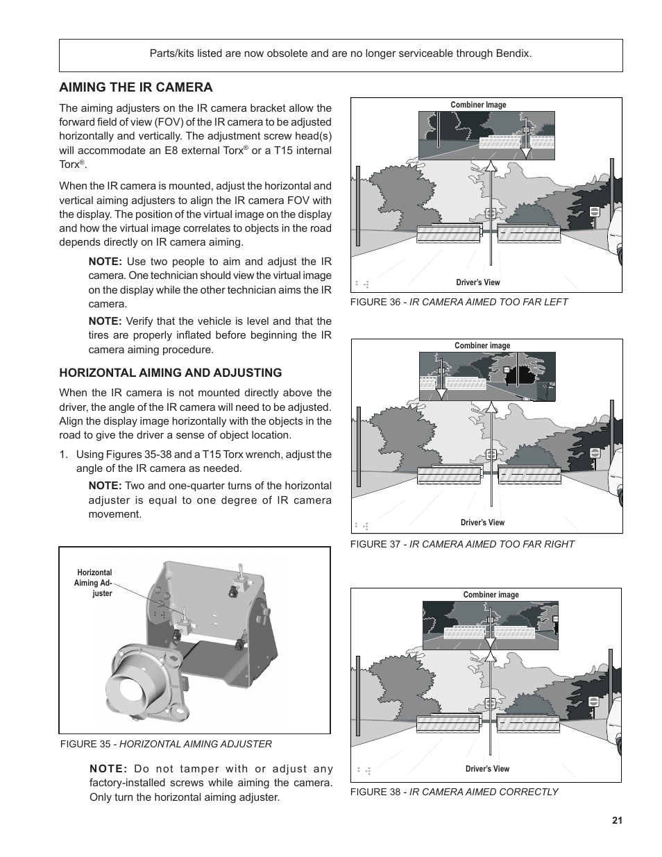 Aiming the ir camera | Bendix Commercial Vehicle Systems XVISION NIGHT VISION SYSTEM 8/11 User Manual | Page 21 / 28
