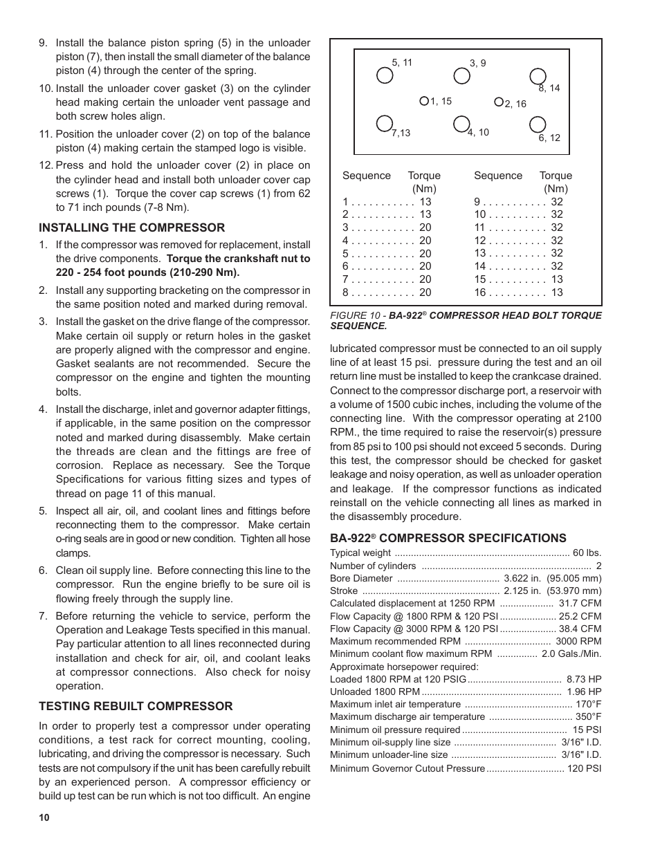 Bendix Commercial Vehicle Systems BA-922 COMPRESSOR User Manual | Page 10 / 32