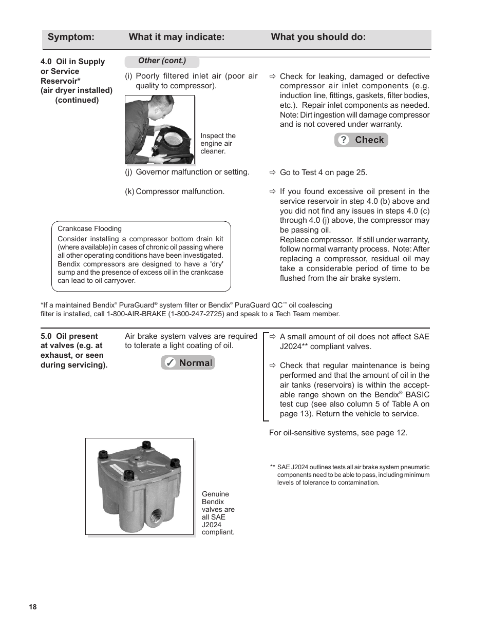 Symptom: what it may indicate: what you should do | Bendix Commercial Vehicle Systems BA-922 COMPRESSOR User Manual | Page 18 / 32