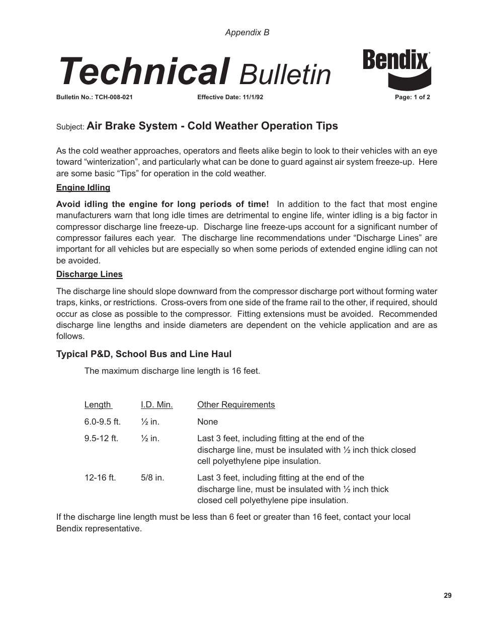 Technical, Bulletin | Bendix Commercial Vehicle Systems BA-922 COMPRESSOR User Manual | Page 29 / 32