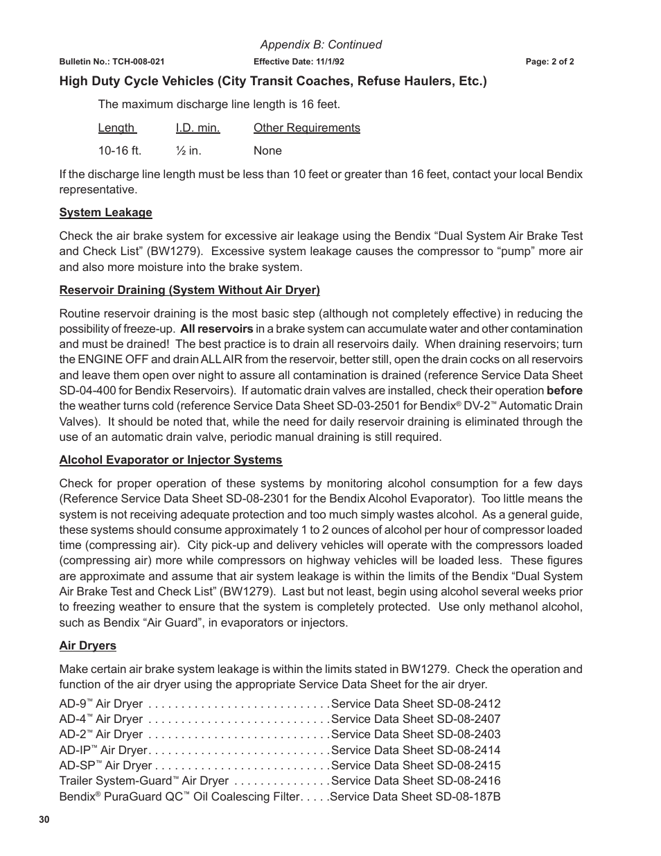 Bendix Commercial Vehicle Systems BA-922 COMPRESSOR User Manual | Page 30 / 32