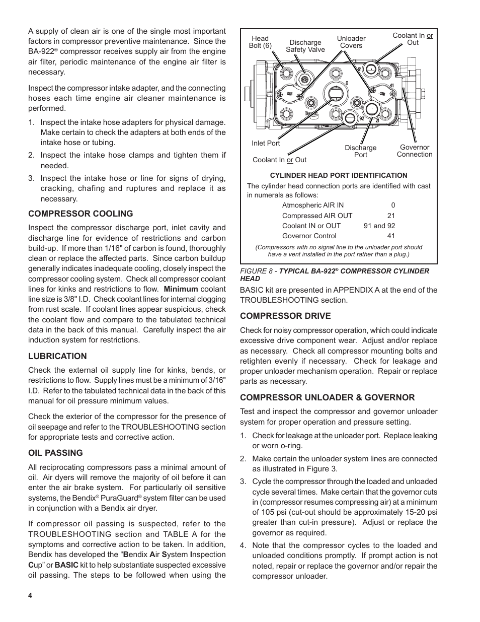 Bendix Commercial Vehicle Systems BA-922 COMPRESSOR User Manual | Page 4 / 32
