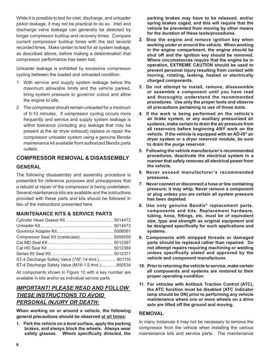 Bendix Commercial Vehicle Systems BA-922 COMPRESSOR User Manual | Page 6 / 32