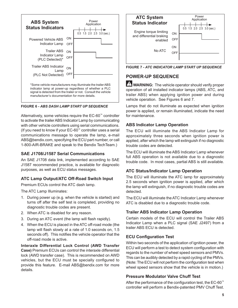 Power-up sequence, Atc system status indicator, Abs system status indicators | Bendix Commercial Vehicle Systems EC-60 ATC STD/PREM CONTROLLERS User Manual | Page 5 / 44