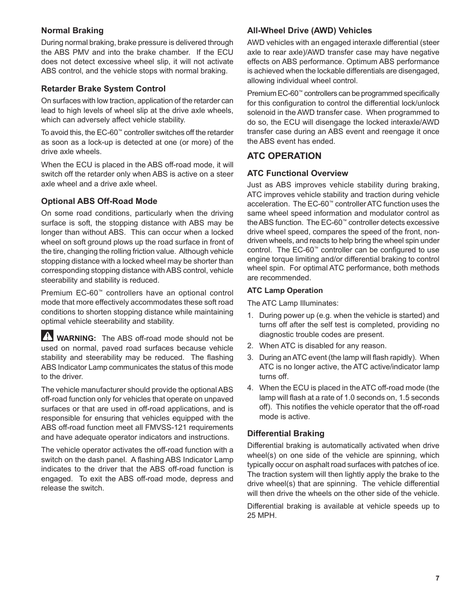 Bendix Commercial Vehicle Systems EC-60 ATC STD/PREM CONTROLLERS User Manual | Page 7 / 44