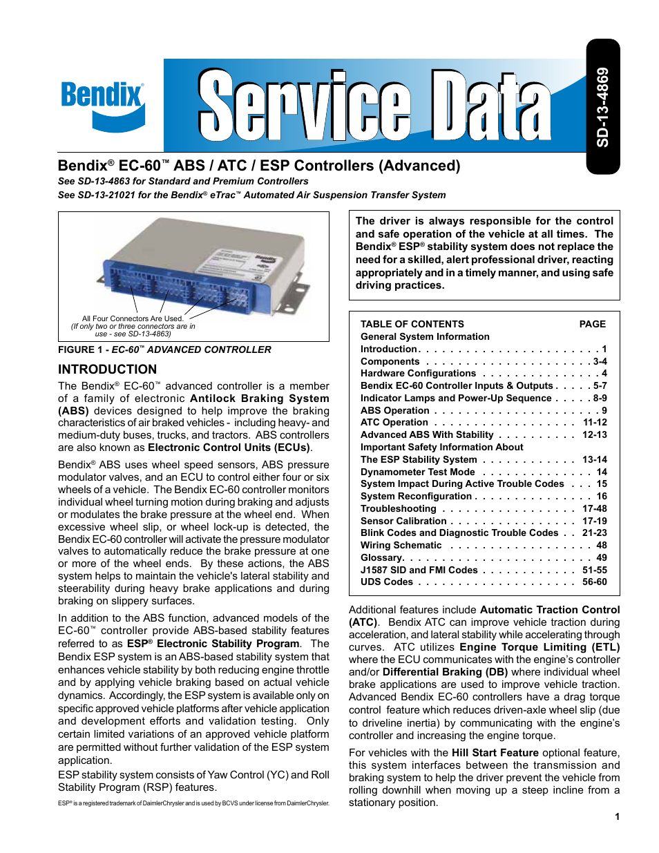 Bendix Commercial Vehicle Systems EC-60 ESP CONTROLLERS ADV User Manual | 60 pages