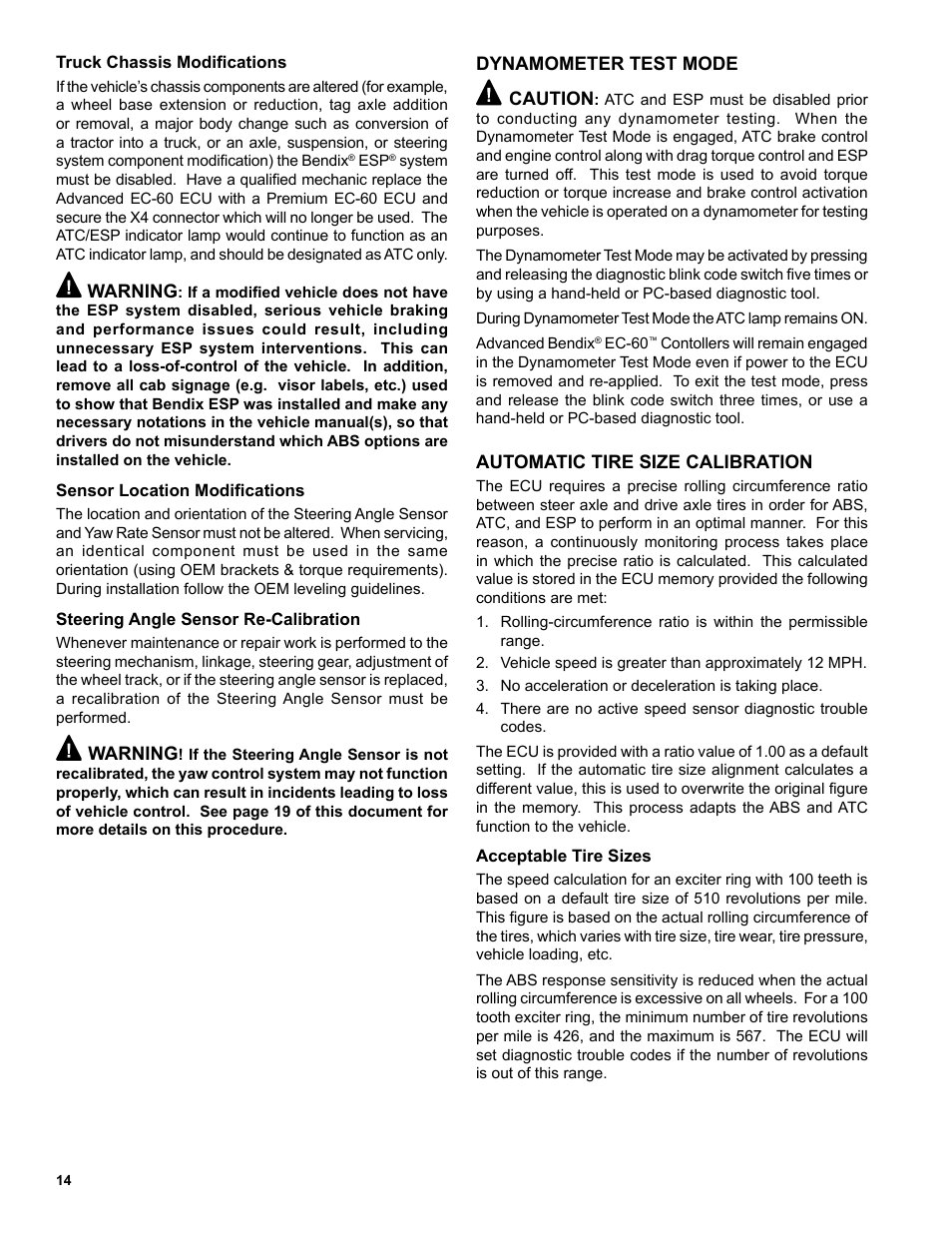 Bendix Commercial Vehicle Systems EC-60 ESP CONTROLLERS ADV User Manual | Page 14 / 60