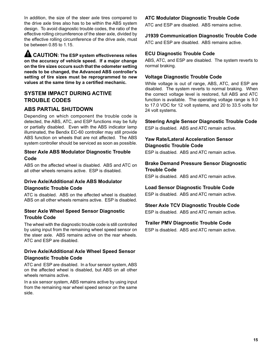 Bendix Commercial Vehicle Systems EC-60 ESP CONTROLLERS ADV User Manual | Page 15 / 60