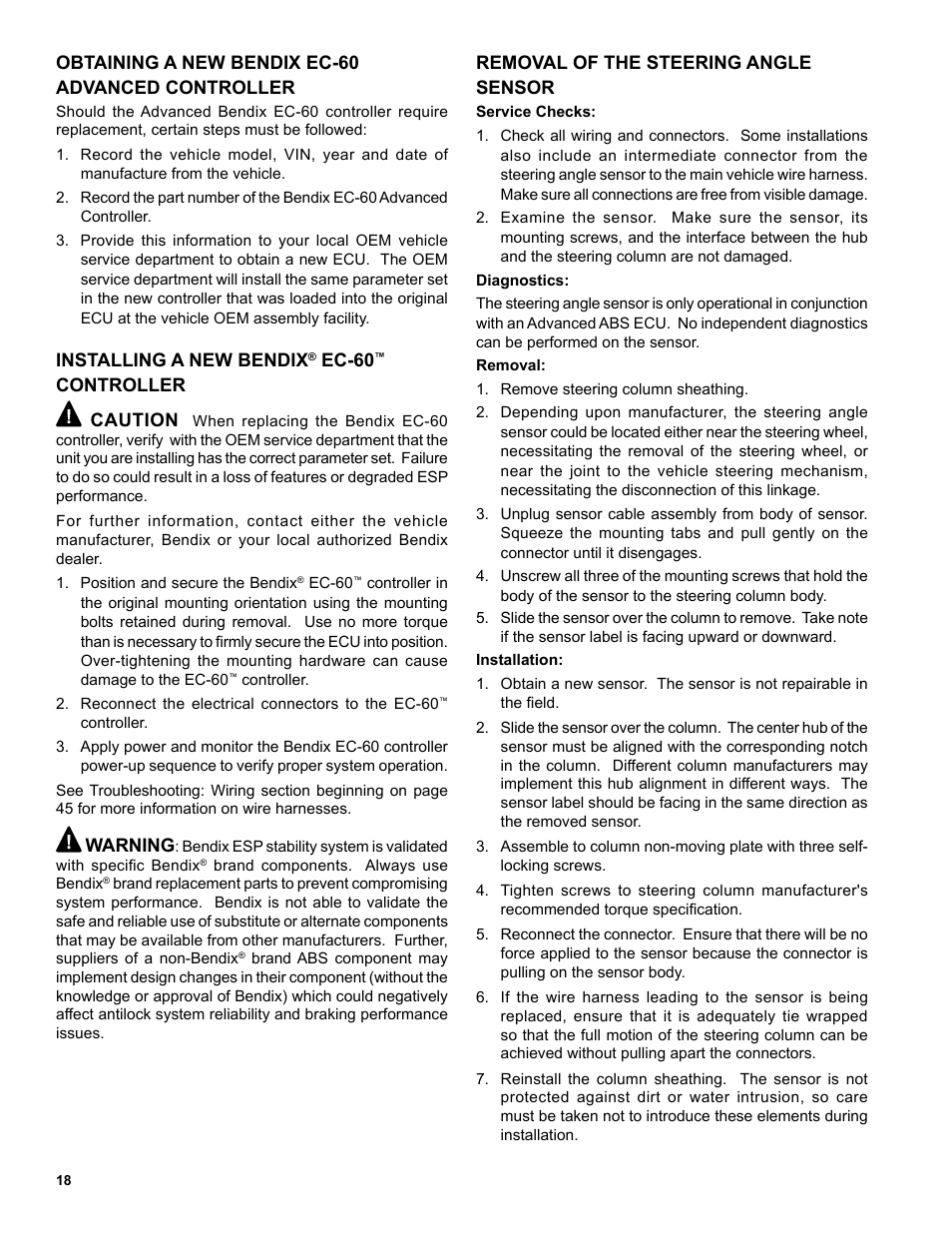 Bendix Commercial Vehicle Systems EC-60 ESP CONTROLLERS ADV User Manual | Page 18 / 60