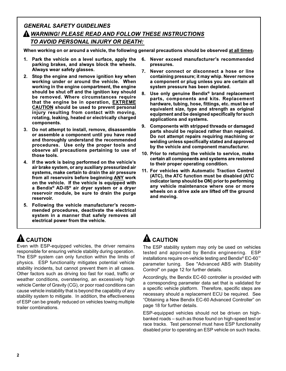 Bendix Commercial Vehicle Systems EC-60 ESP CONTROLLERS ADV User Manual | Page 2 / 60