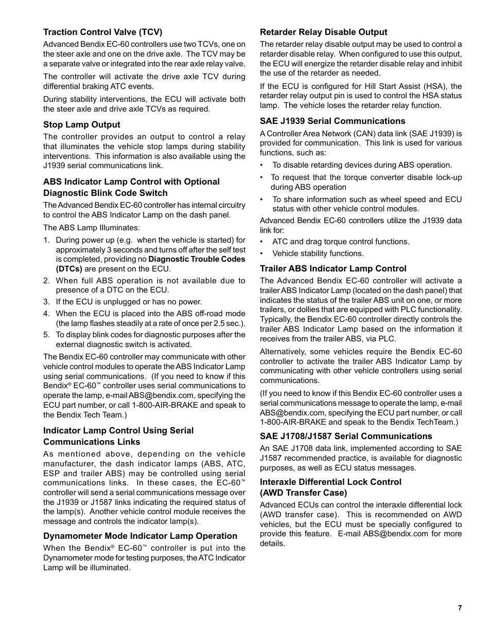 Bendix Commercial Vehicle Systems EC-60 ESP CONTROLLERS ADV User Manual | Page 7 / 60