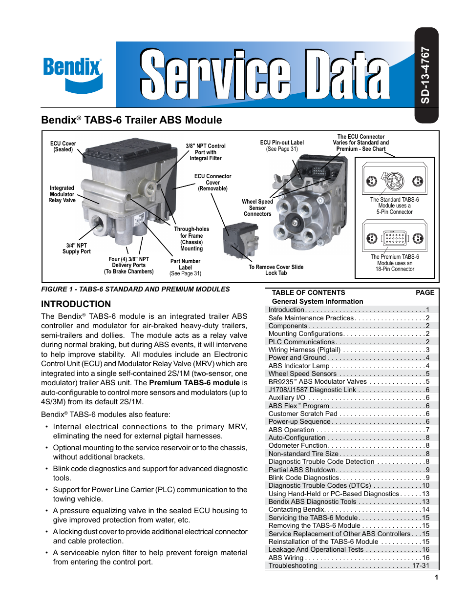 Bendix Commercial Vehicle Systems TABS-6 TRAILER ABS MODULE User Manual | 32 pages