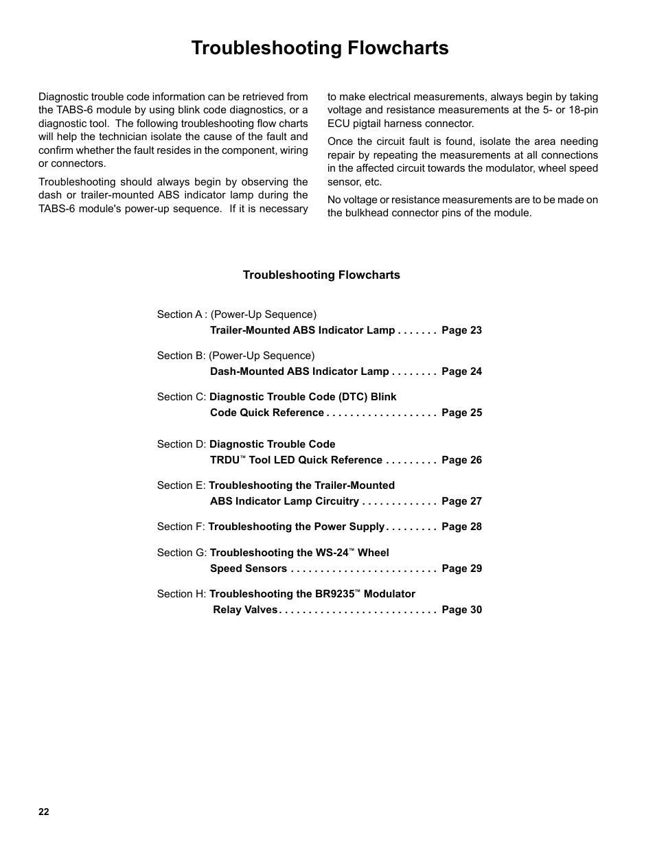 Troubleshooting flowcharts | Bendix Commercial Vehicle Systems TABS-6 TRAILER ABS MODULE User Manual | Page 22 / 32