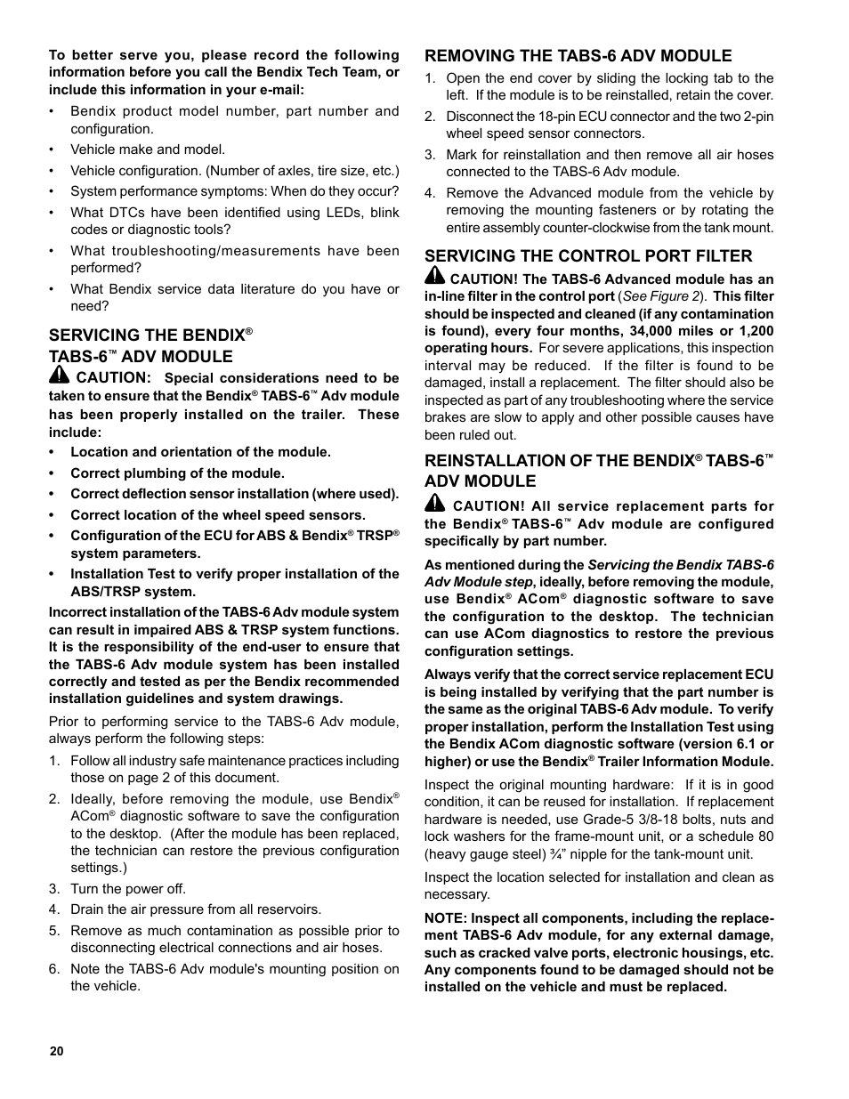 Bendix Commercial Vehicle Systems TABS-6 ADVANCED SINGLE CHANNEL User Manual | Page 20 / 36