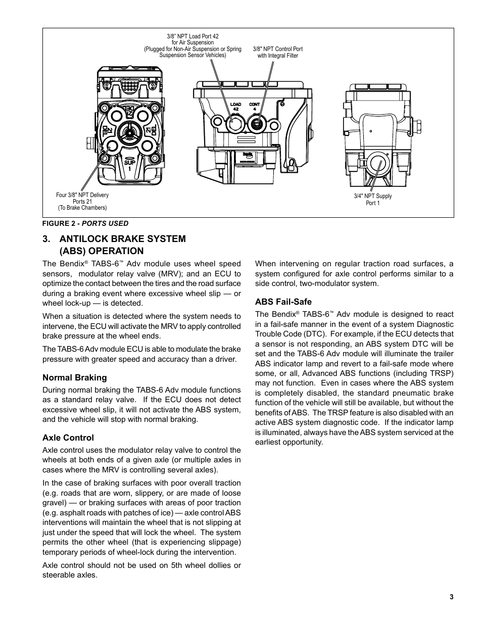 Antilock brake system (abs) operation | Bendix Commercial Vehicle Systems TABS-6 ADVANCED SINGLE CHANNEL User Manual | Page 3 / 36