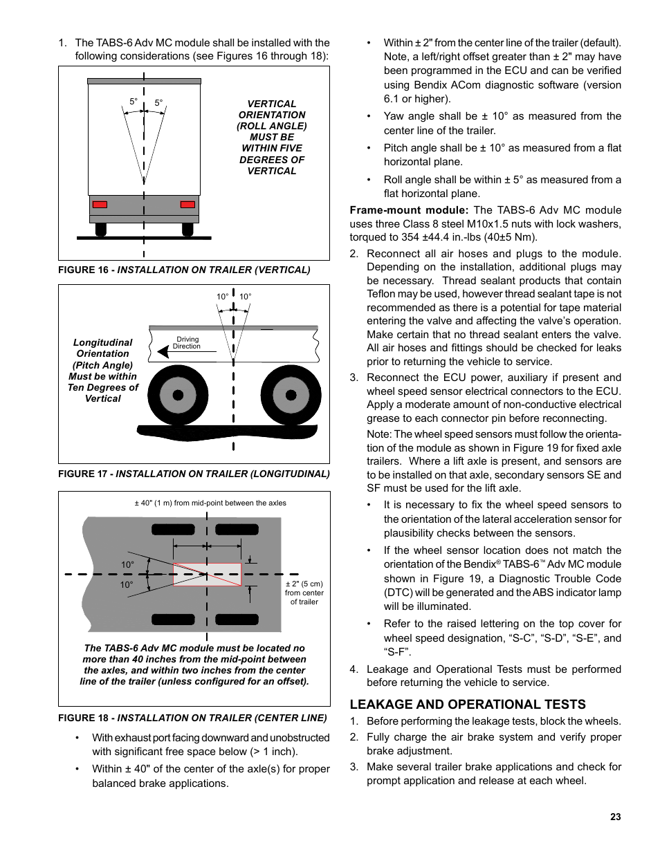 Leakage and operational tests | Bendix Commercial Vehicle Systems TABS-6 ADVANCED MC SD SHEET User Manual | Page 23 / 40