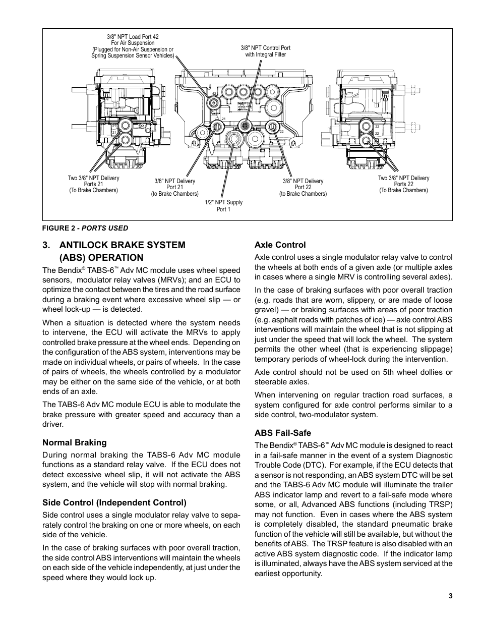 Antilock brake system (abs) operation | Bendix Commercial Vehicle Systems TABS-6 ADVANCED MC SD SHEET User Manual | Page 3 / 40