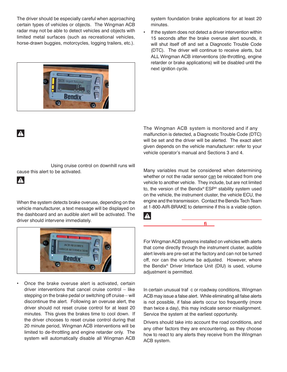 Bendix Commercial Vehicle Systems WINGMAN ACB ACTIVE CRUISE W/BRAKING User Manual | Page 10 / 52
