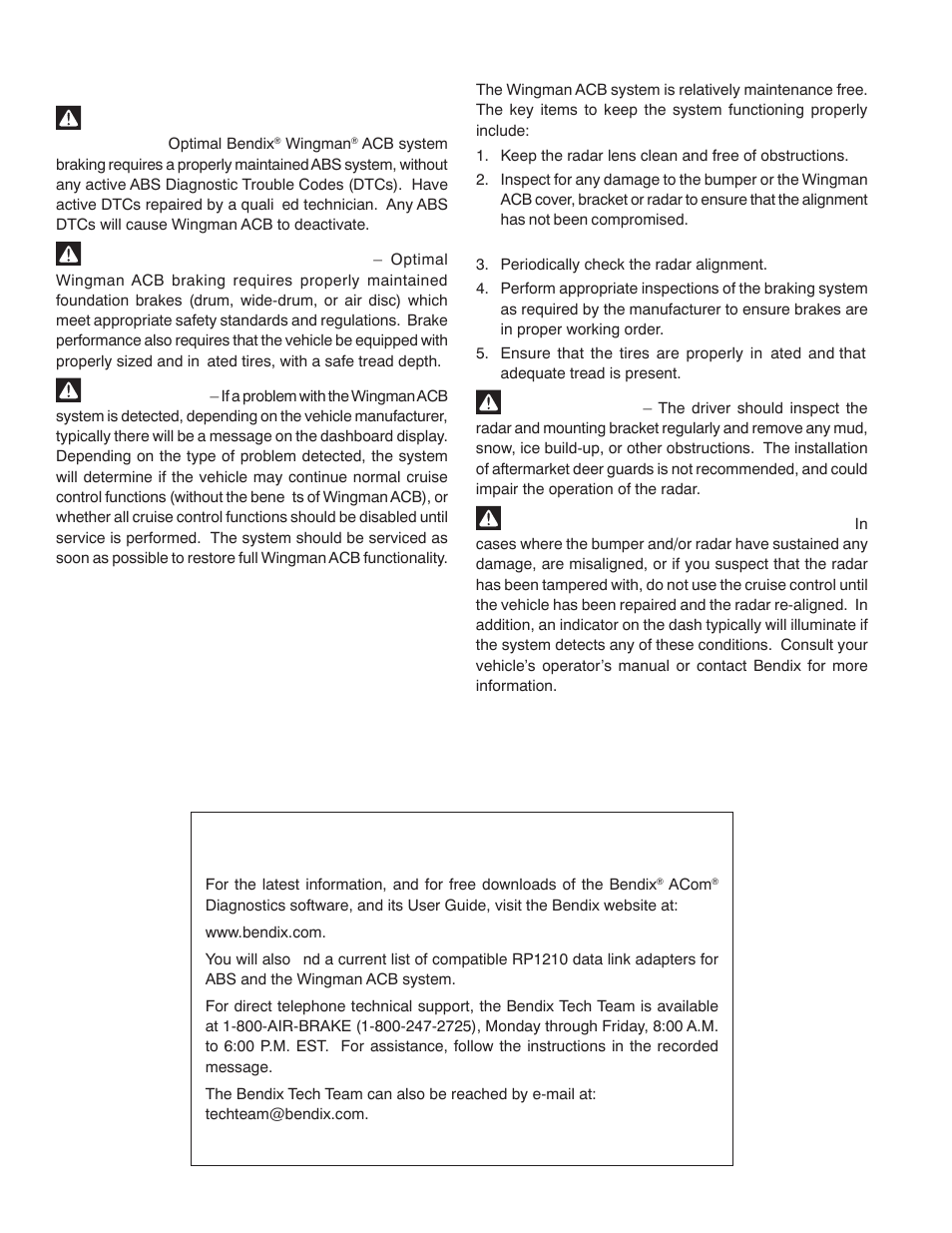 Bendix Commercial Vehicle Systems WINGMAN ACB ACTIVE CRUISE W/BRAKING User Manual | Page 12 / 52