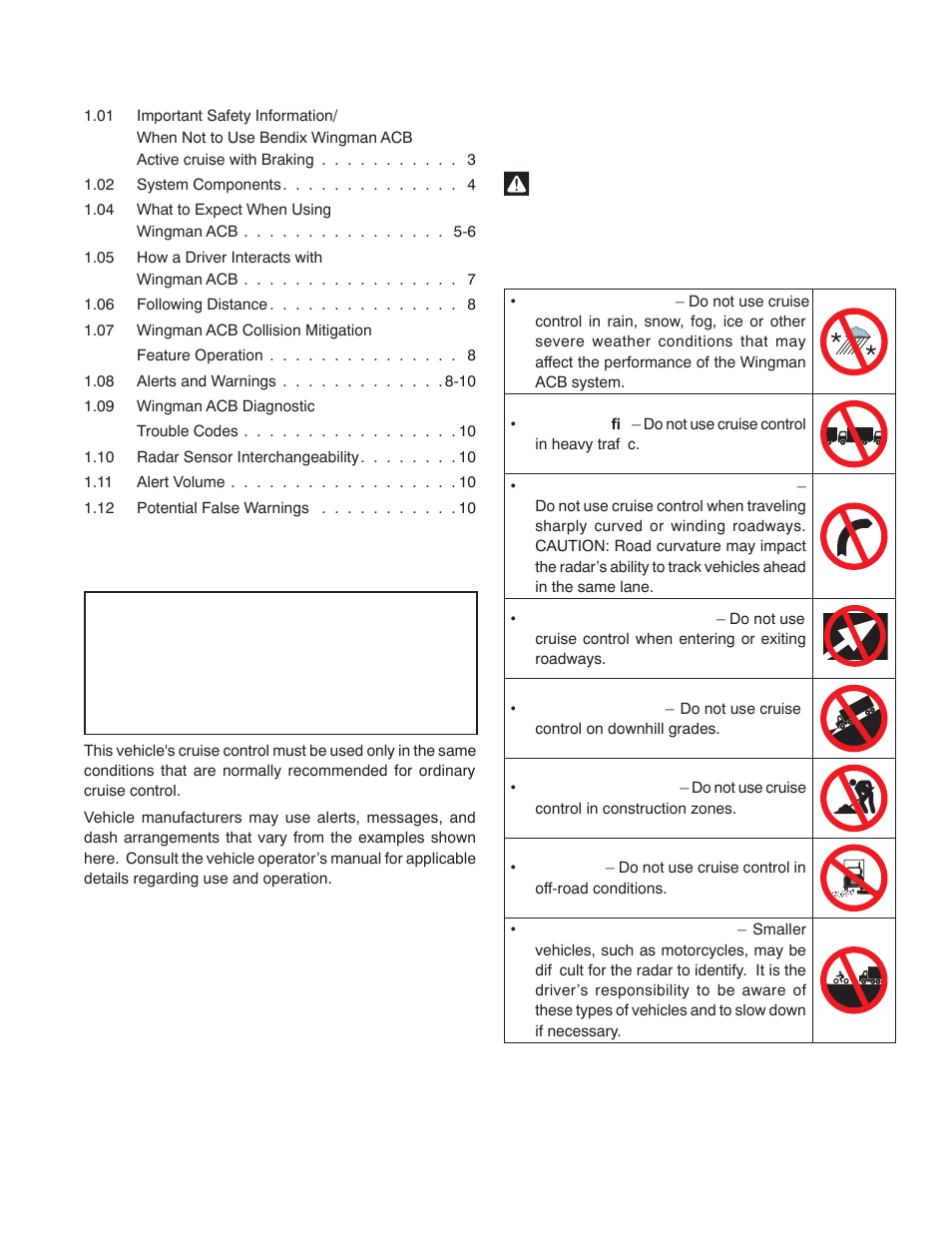 Bendix Commercial Vehicle Systems WINGMAN ACB ACTIVE CRUISE W/BRAKING User Manual | Page 3 / 52
