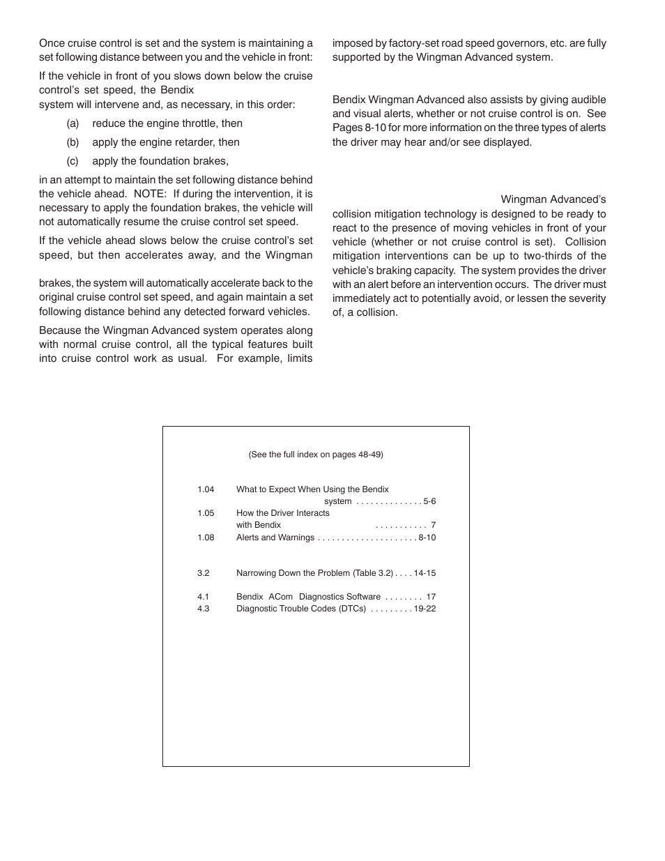 Part two: alerts, Part three: collision mitigation technology | Bendix Commercial Vehicle Systems WINGMAN ADVANCED SD User Manual | Page 2 / 52