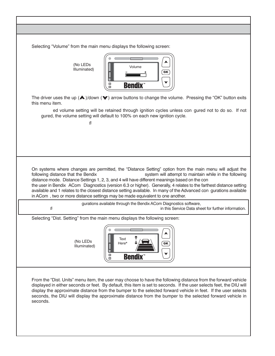 B1.3 volume, B1.4 distance setting (dist. setting), B1.5 distance units (dist. units) | Bendix Commercial Vehicle Systems WINGMAN ADVANCED SD User Manual | Page 38 / 52