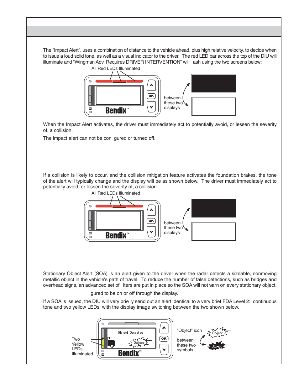 B4.0 impact alert (ia), B4.1 collision mitigation, B5.0 stationary object alert (soa) | Bendix Commercial Vehicle Systems WINGMAN ADVANCED SD User Manual | Page 43 / 52