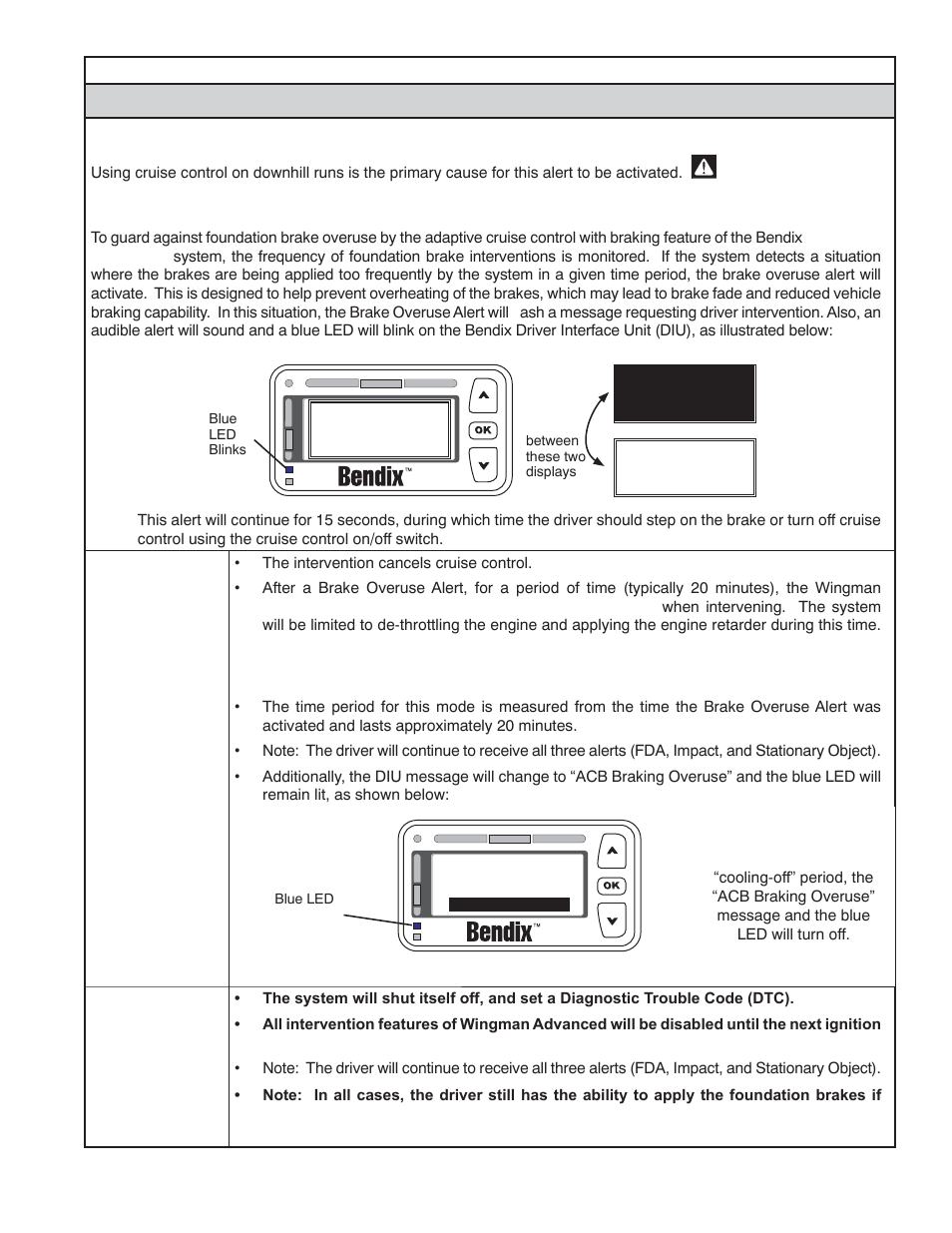 Bendix, B7.0 brake overuse alert | Bendix Commercial Vehicle Systems WINGMAN ADVANCED SD User Manual | Page 45 / 52