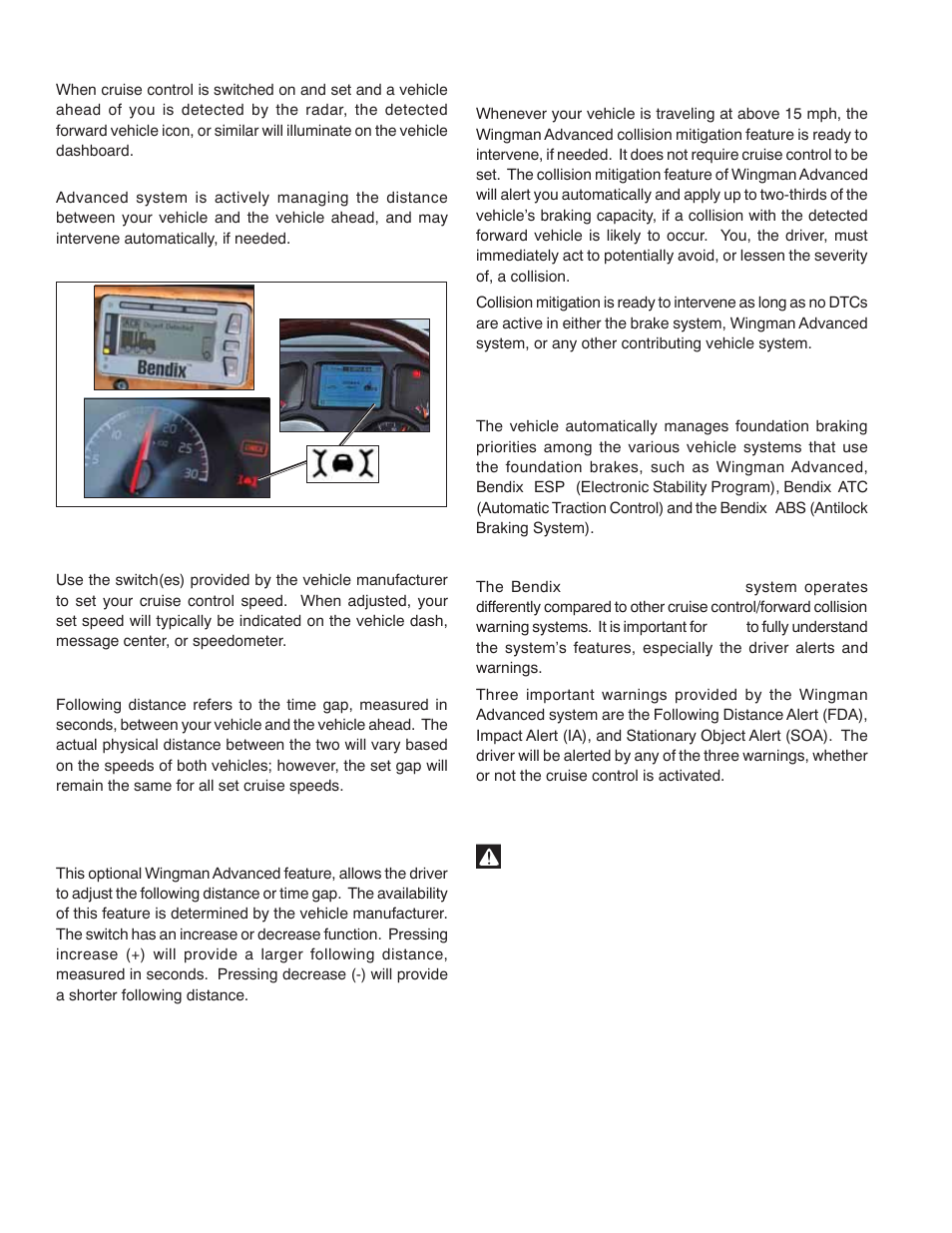 The forward vehicle detected icon, Adjusting the cruise control speed, 06 following distance | Following distance adjustment switch, Automatic foundation brake applications, 08 alerts and warnings | Bendix Commercial Vehicle Systems WINGMAN ADVANCED SD User Manual | Page 8 / 52