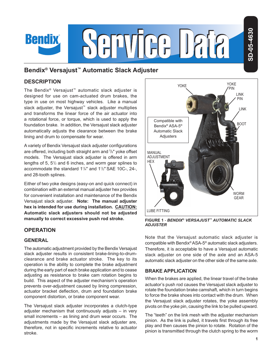 Bendix Commercial Vehicle Systems VERSAJUST AUTOMATIC SLACK ADJUSTER User Manual | 8 pages