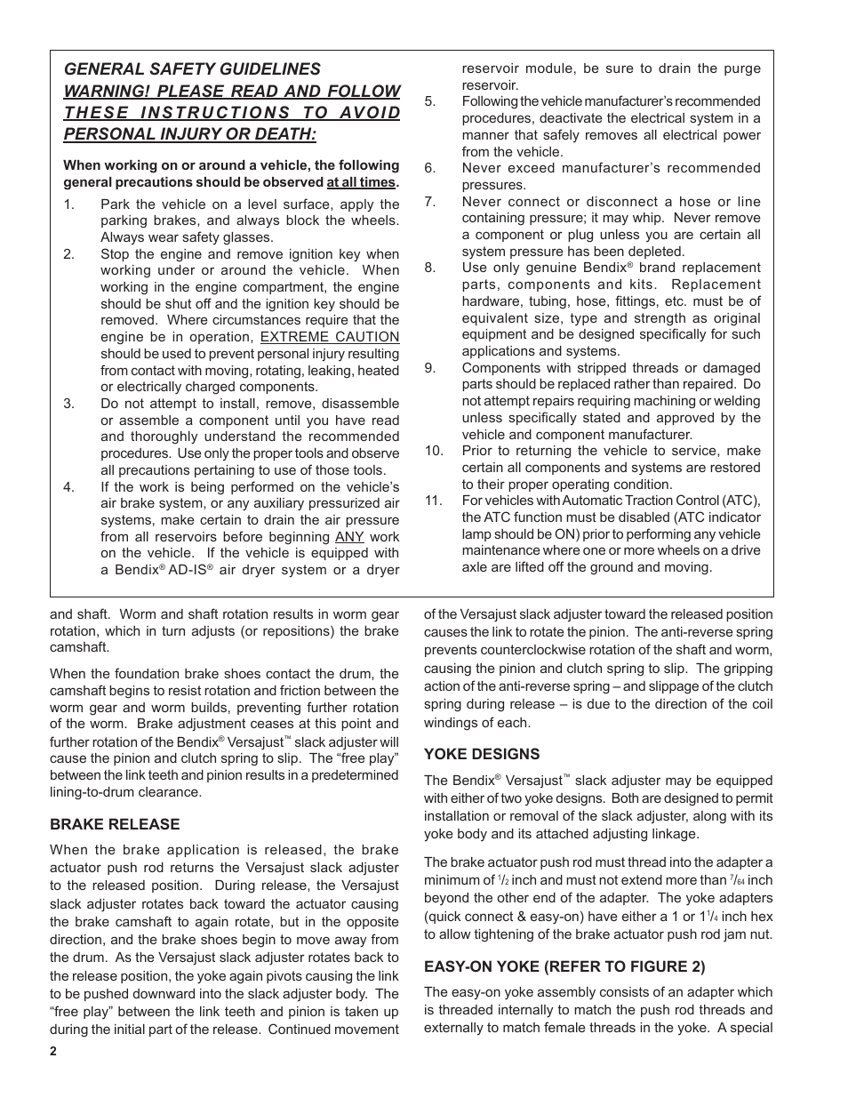 Bendix Commercial Vehicle Systems VERSAJUST AUTOMATIC SLACK ADJUSTER User Manual | Page 2 / 8