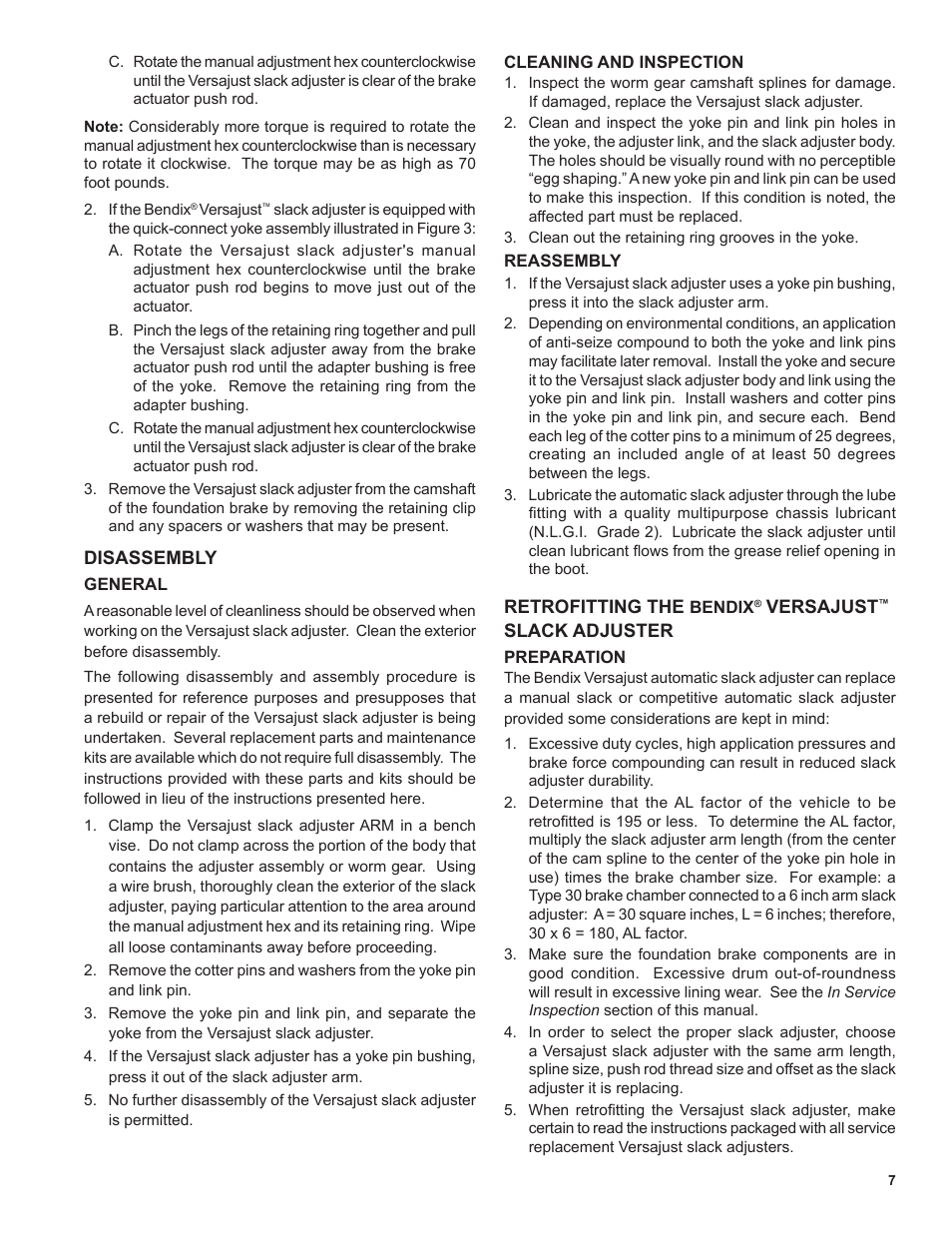 Bendix Commercial Vehicle Systems VERSAJUST AUTOMATIC SLACK ADJUSTER User Manual | Page 7 / 8