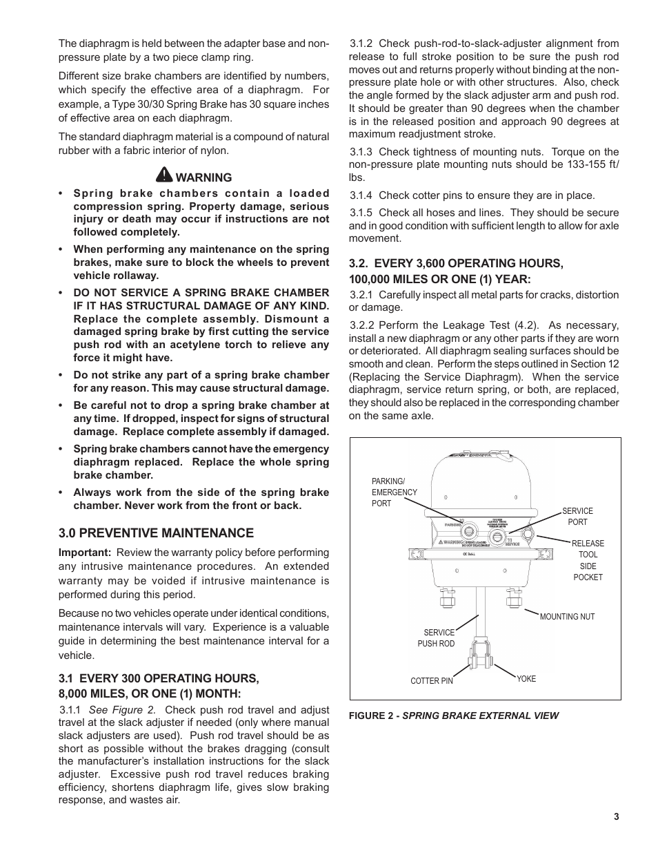 0 preventive maintenance | Bendix Commercial Vehicle Systems EVERSURE SPRING BRAKE User Manual | Page 3 / 8