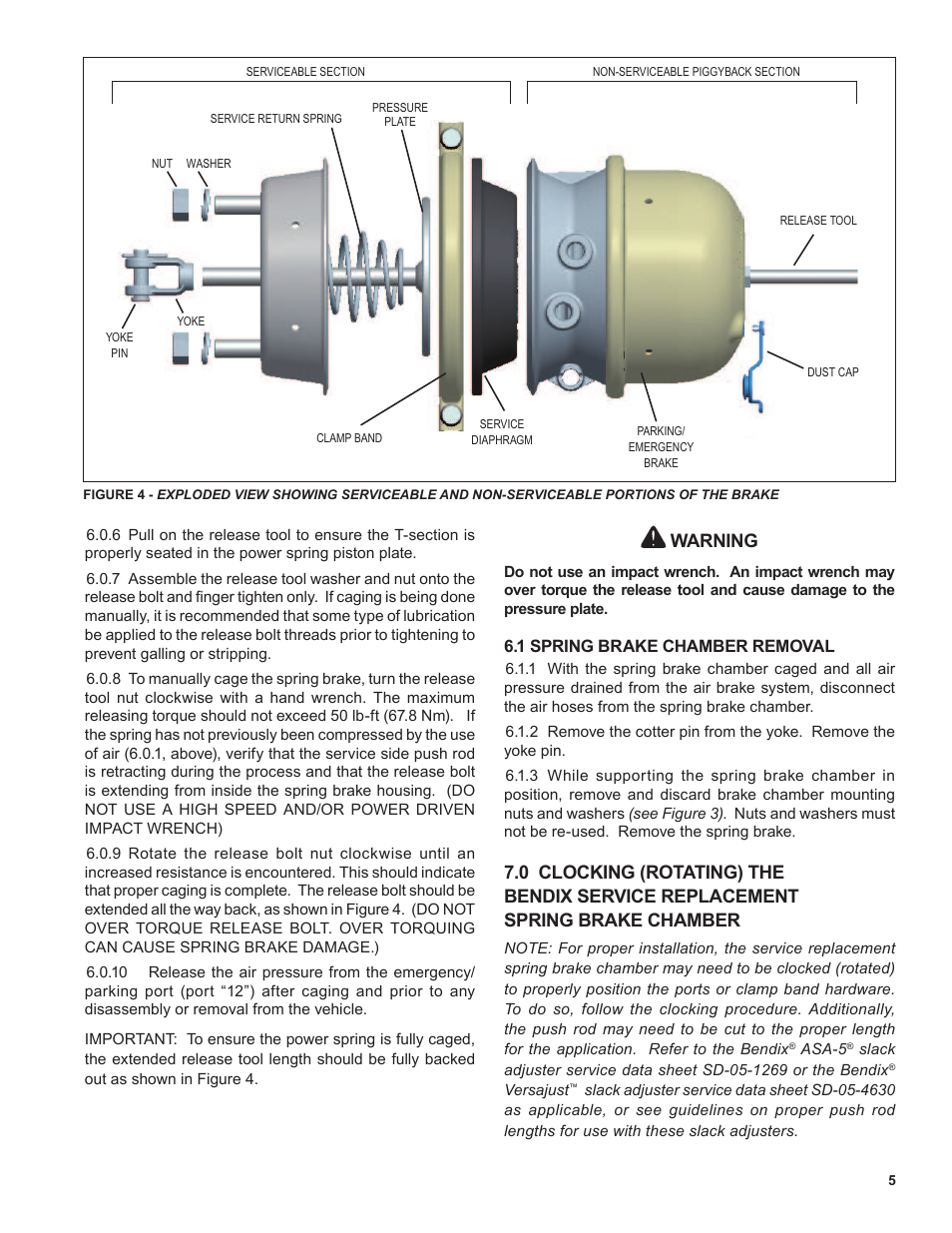 Warning | Bendix Commercial Vehicle Systems EVERSURE SPRING BRAKE User Manual | Page 5 / 8