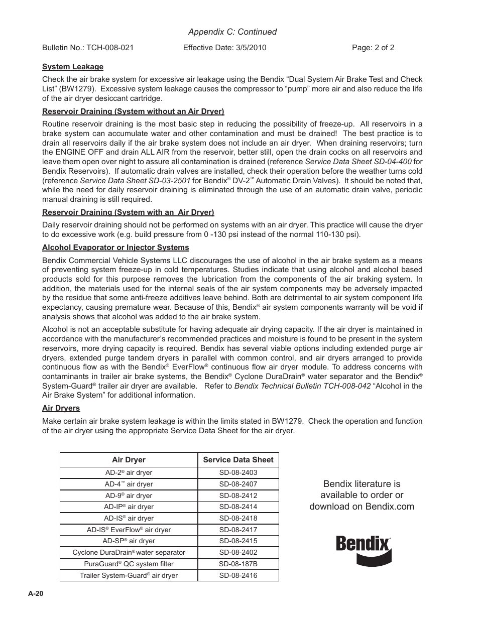 Appendix c: continued | Bendix Commercial Vehicle Systems BENDIX 720CC COMPRESSOR User Manual | Page 34 / 40
