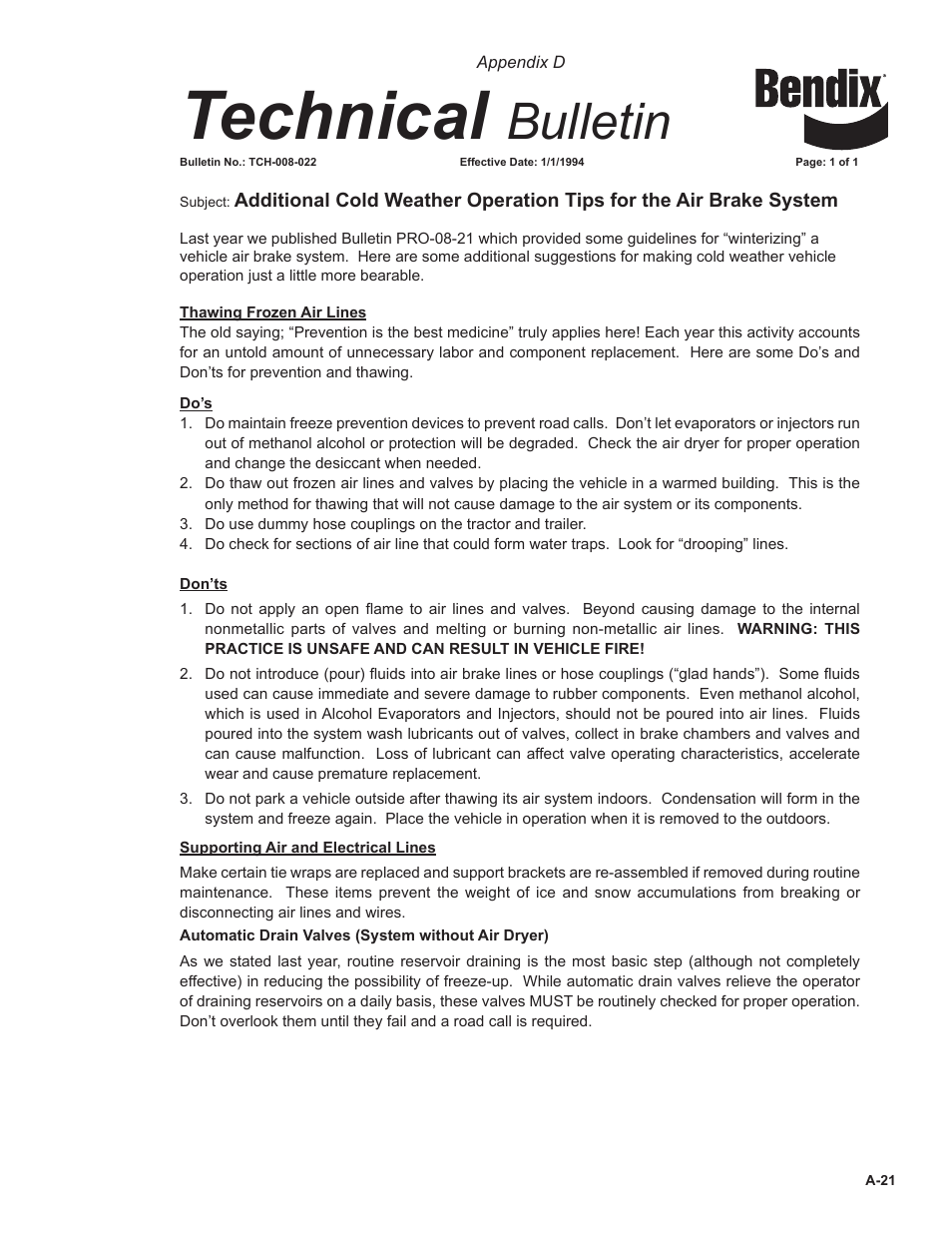 Technical, Bulletin | Bendix Commercial Vehicle Systems BENDIX 720CC COMPRESSOR User Manual | Page 35 / 40