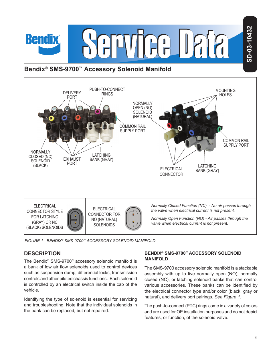 Bendix Commercial Vehicle Systems SMS-9700 ACCESSORY SOLENOID MANIFOL User Manual | 4 pages